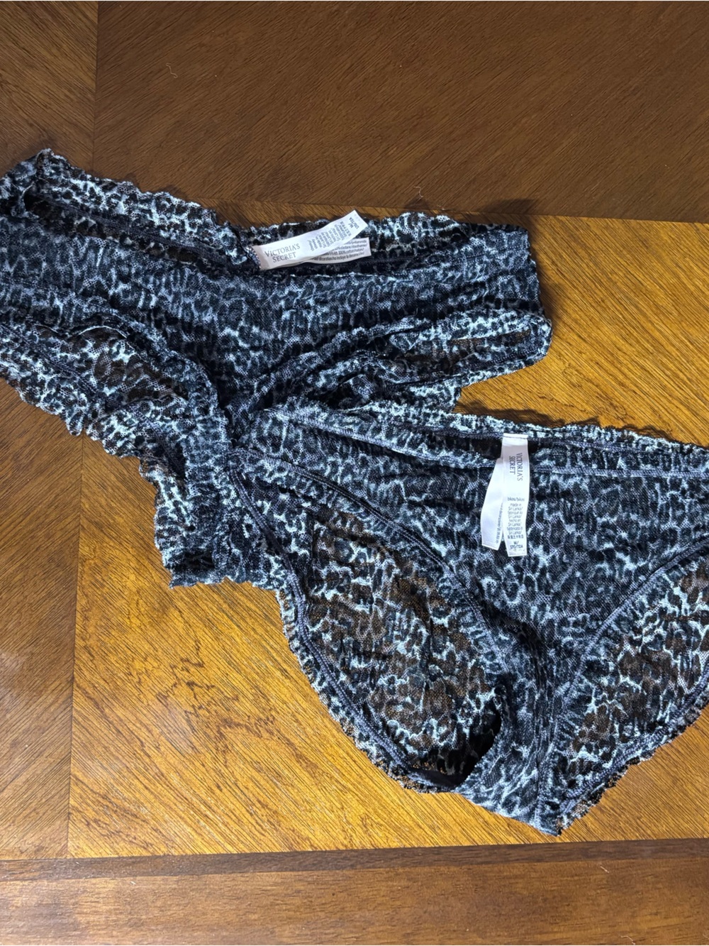 Victoria's Secret Black Lace Animal Print Bikini Briefs